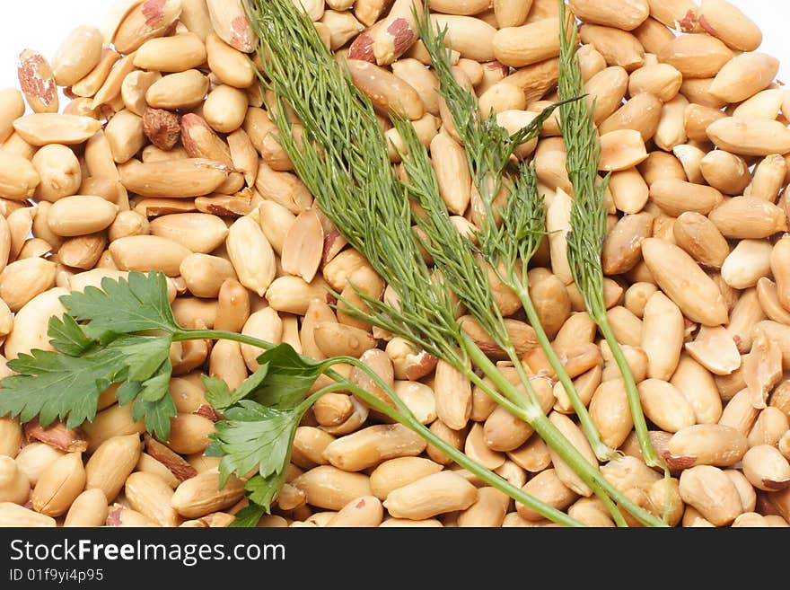 Image of the peanut with a dill and a parsley