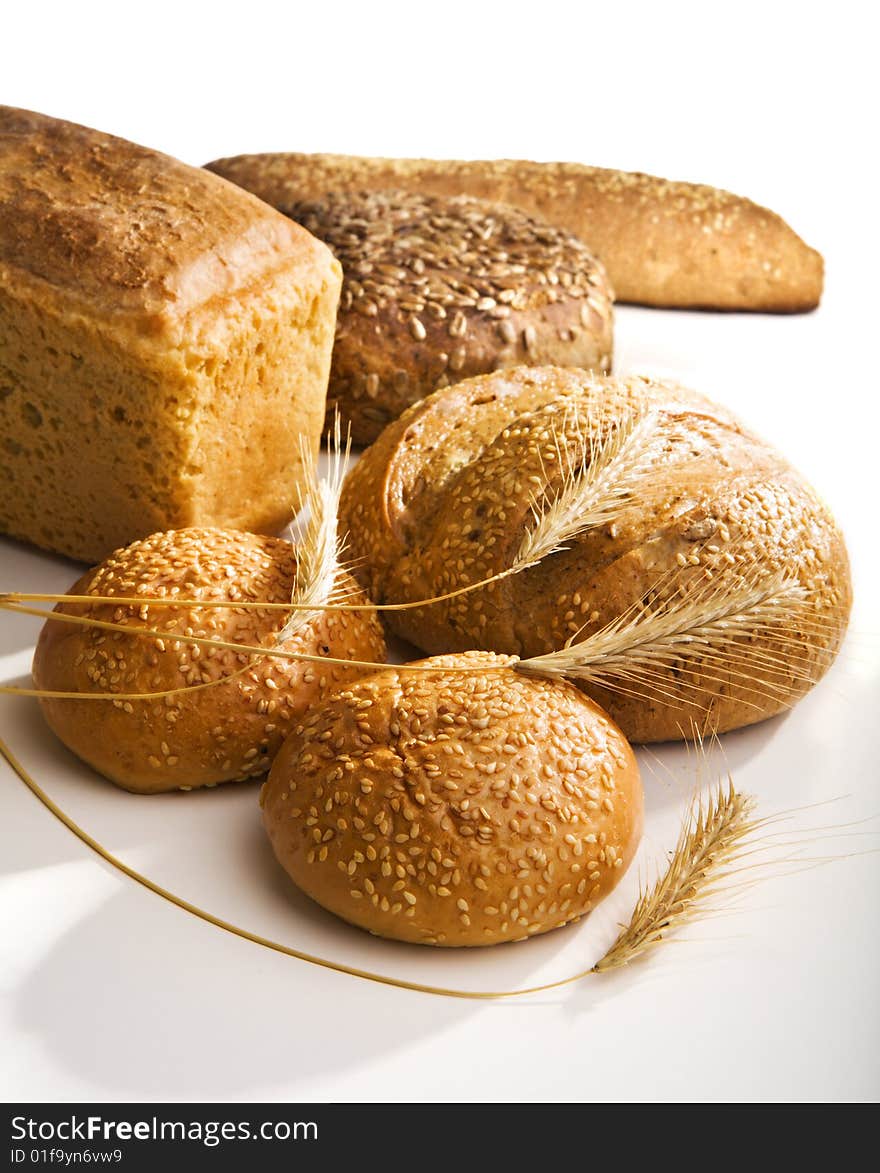 Fresh bread with ears of wheat. Fresh bread with ears of wheat