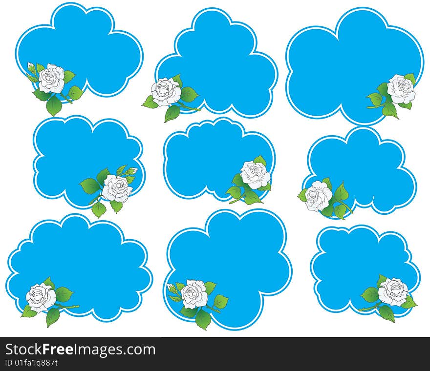 Set of design elements with white roses.
There is in addition a vector format (EPS 8).