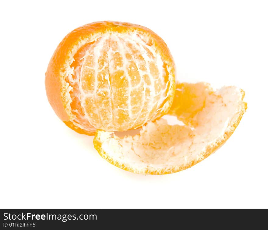 Orange tangerine on white ground