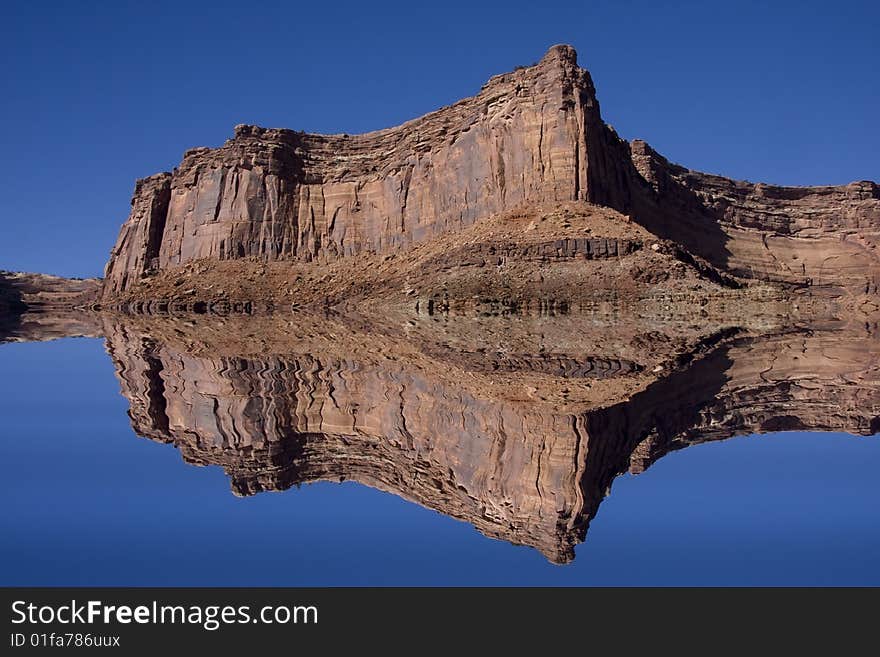 Redrock reflections in Canyonlands National Park with deep blue sky. Redrock reflections in Canyonlands National Park with deep blue sky