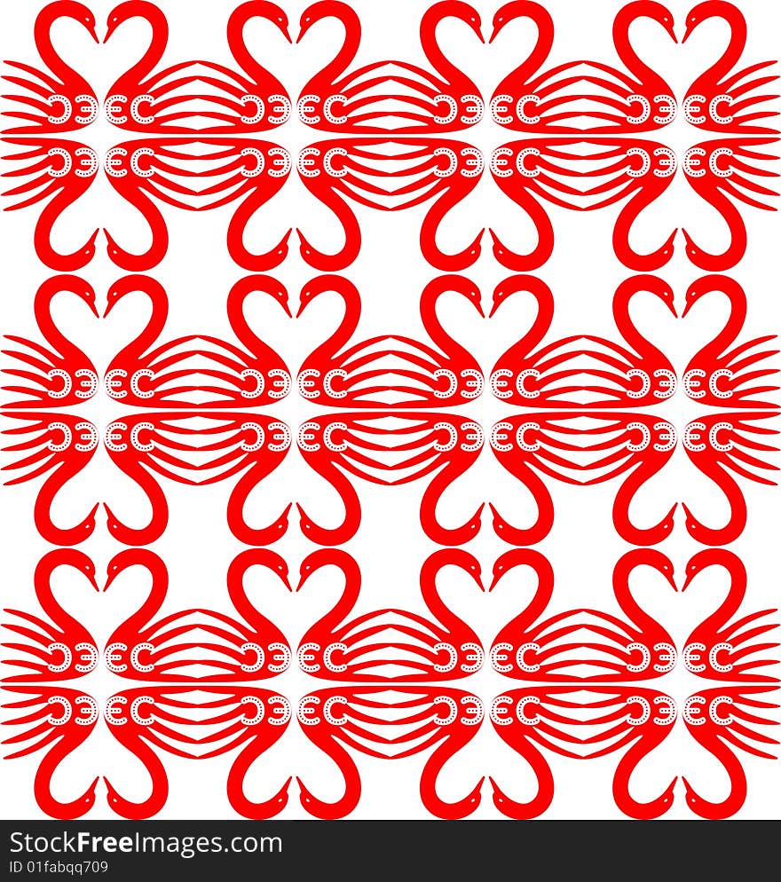 Swan symbol pattern. Red and white. Available as Illustrator-File. Swan symbol pattern. Red and white. Available as Illustrator-File