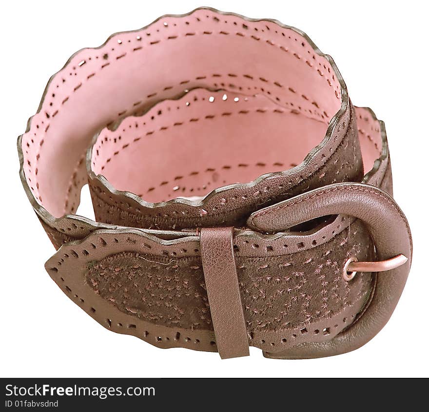 Brown ornament leather isolated belt