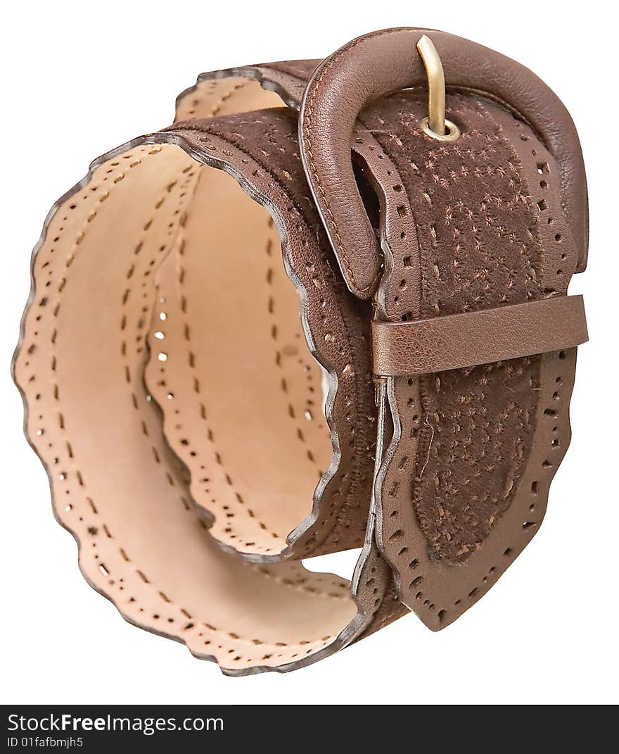 Brown ornament leather isolated belt