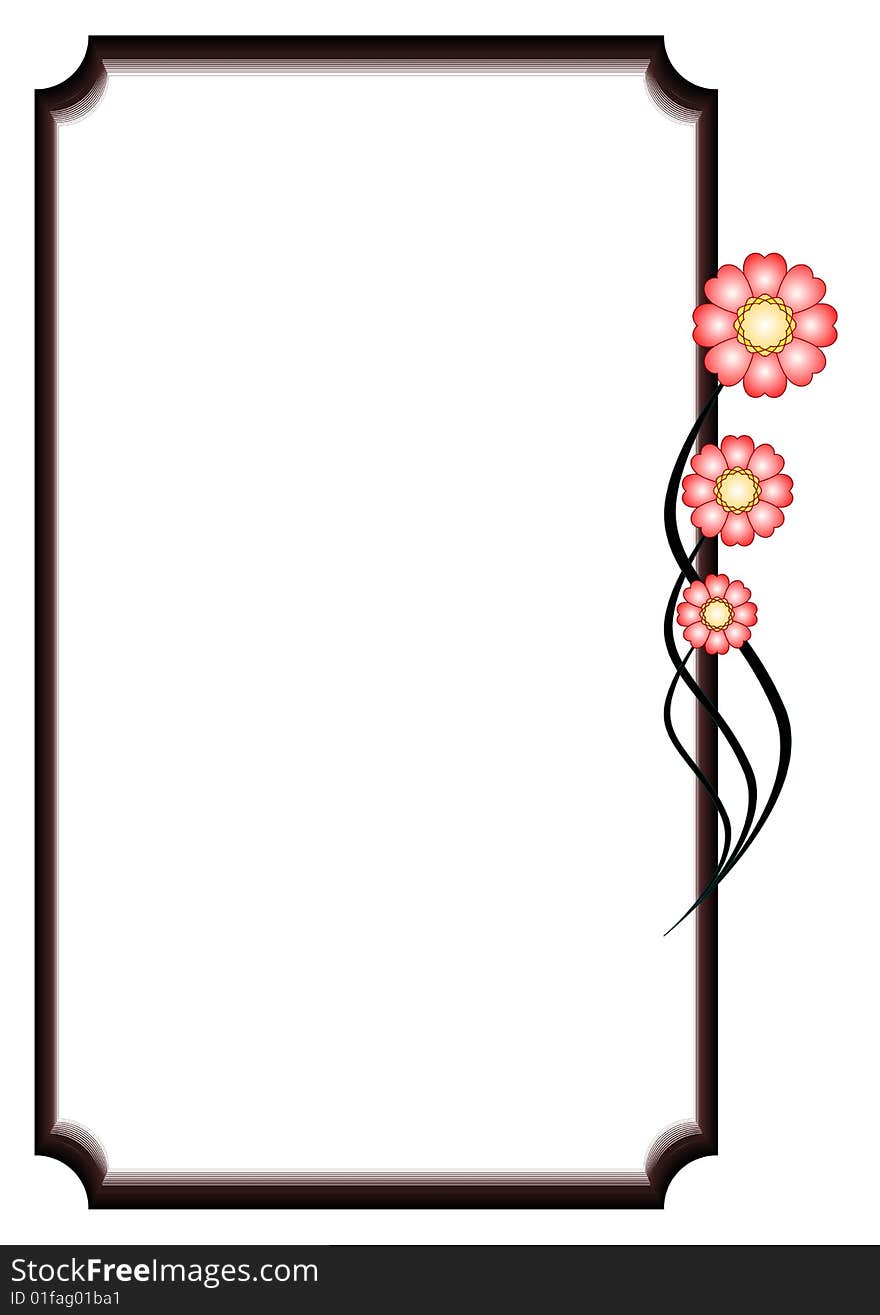 Computer generated frame, decorated abstract flowers.