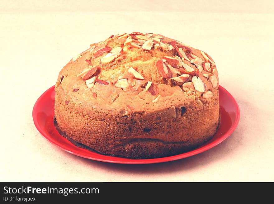 Fresh fruit cake isolated