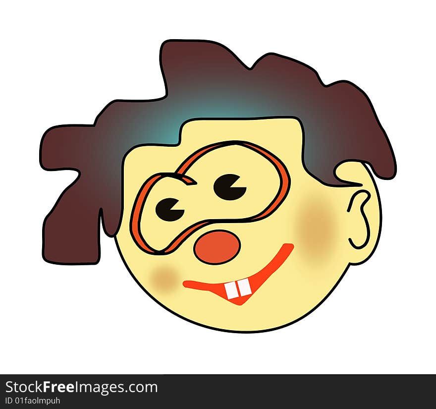 Illustration - happy boy with eye - glasses.