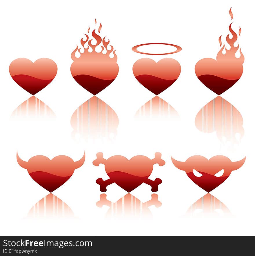 Vector illustration of an inferno character hearts. Vector illustration of an inferno character hearts.