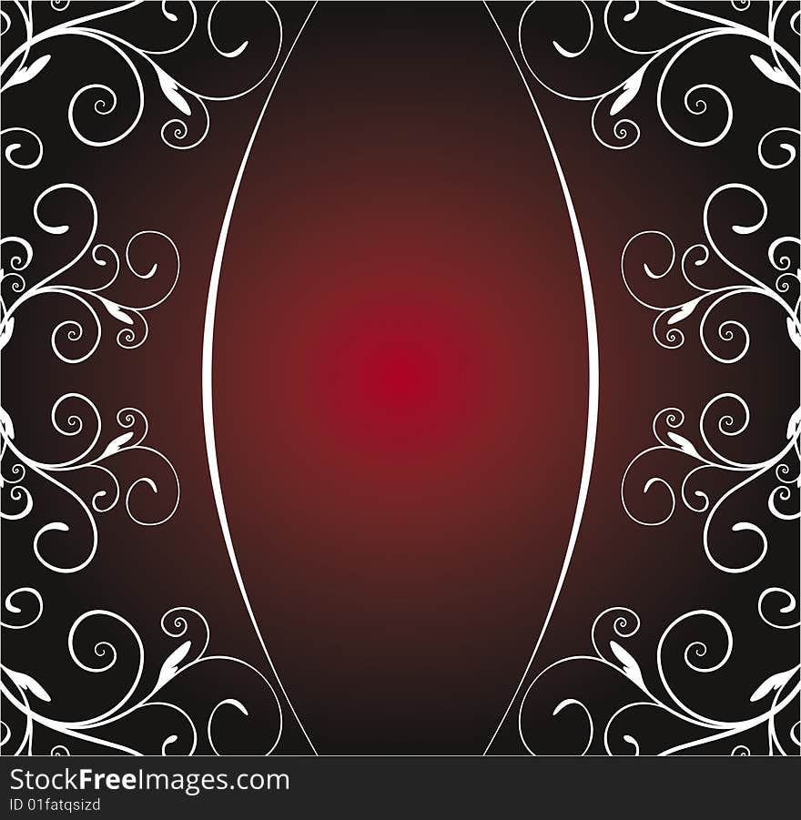 Floral ornament on red background (vector)