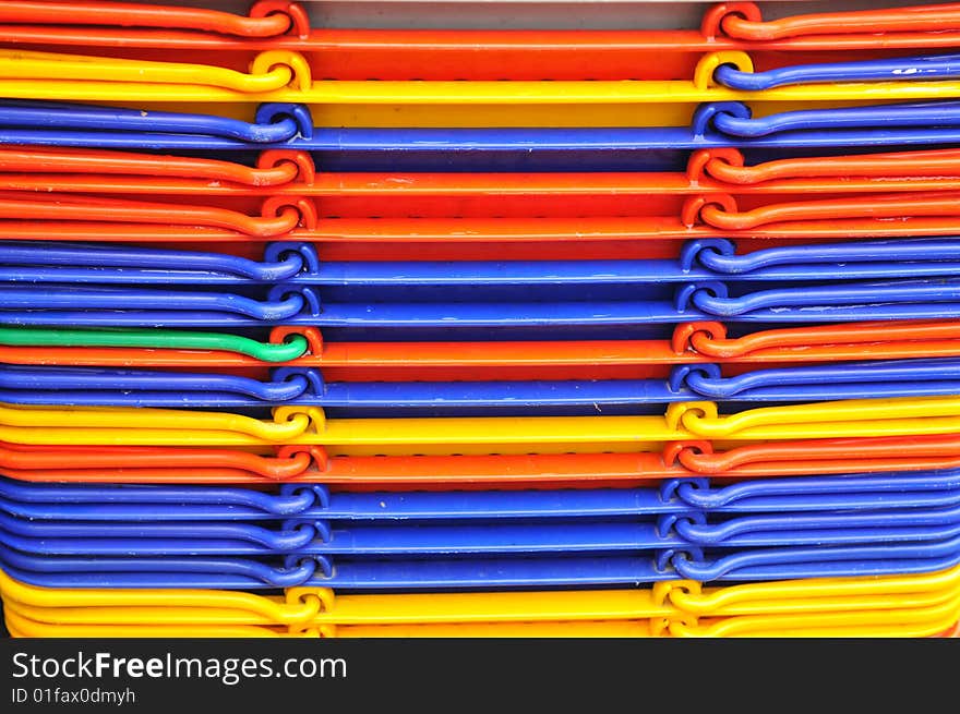 Colorful plastic basket in the market