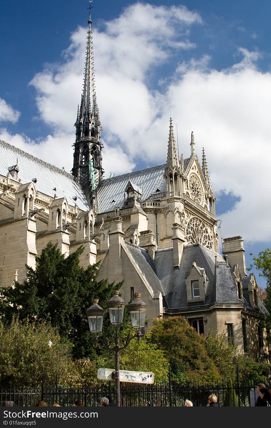 Side view of Notre Dame de Paris. Side view of Notre Dame de Paris