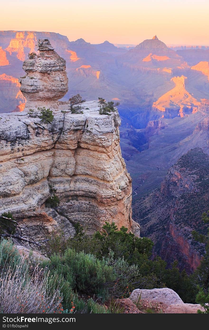 Rocks reflecting sunset colors at the Grand Canyon. Rocks reflecting sunset colors at the Grand Canyon.