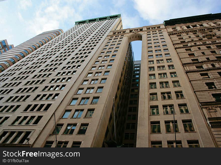 Picture of different office buildings and a blue sky. Picture of different office buildings and a blue sky