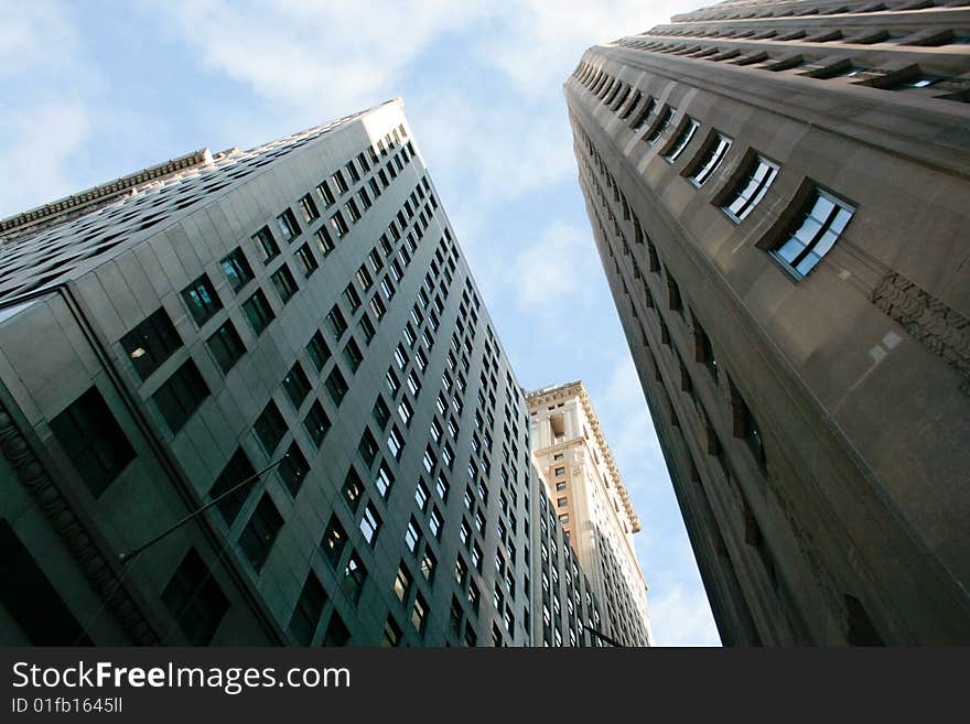 Picture of different office buildings and a blue sky. Picture of different office buildings and a blue sky