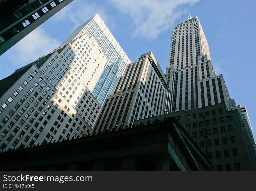 Picture of different office buildings and a blue sky. Picture of different office buildings and a blue sky