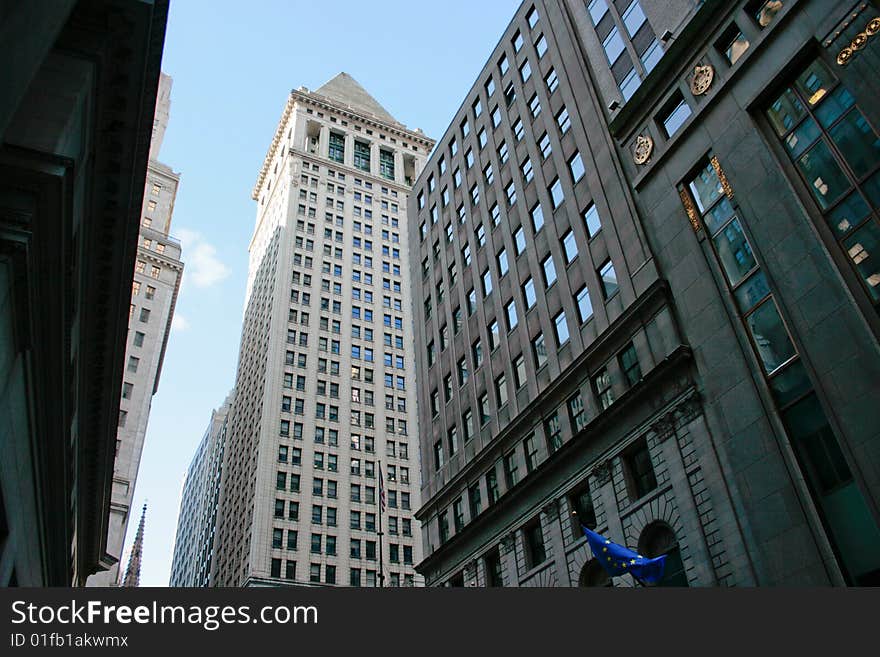 Picture of different office buildings and a blue sky. Picture of different office buildings and a blue sky