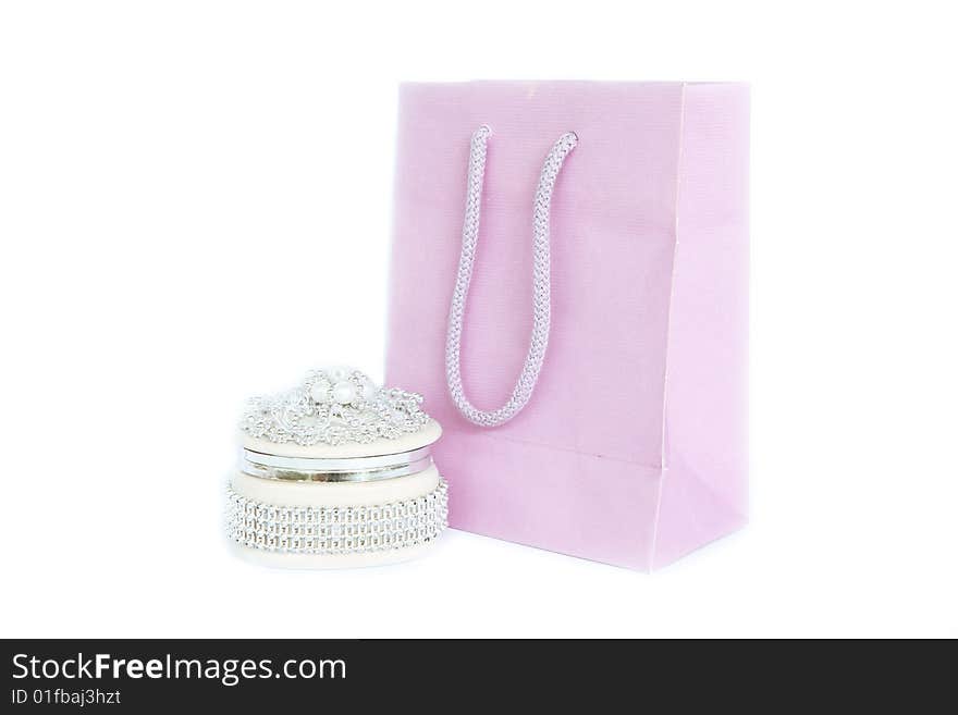 Jewelry Case and Pink Paper Bag