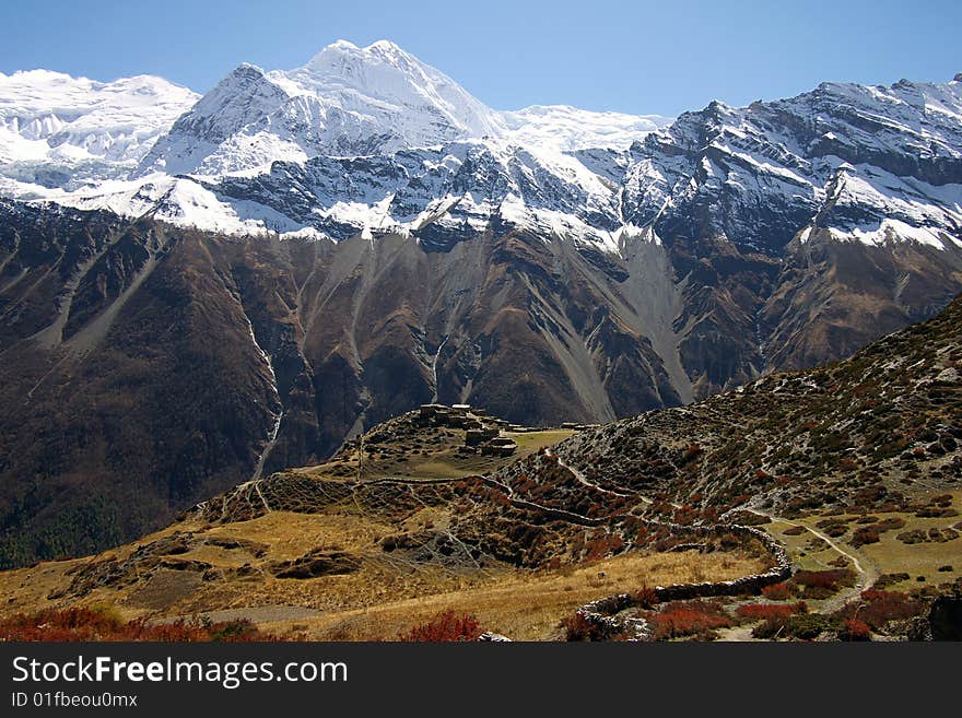 Picturesque Nepalese landscape old nepalese  village. Picturesque Nepalese landscape old nepalese  village