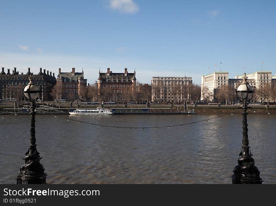 Looking across to the north side of the River Thames in London. Looking across to the north side of the River Thames in London