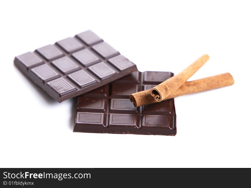 Chocolate and Cinnamon isolated in the studio