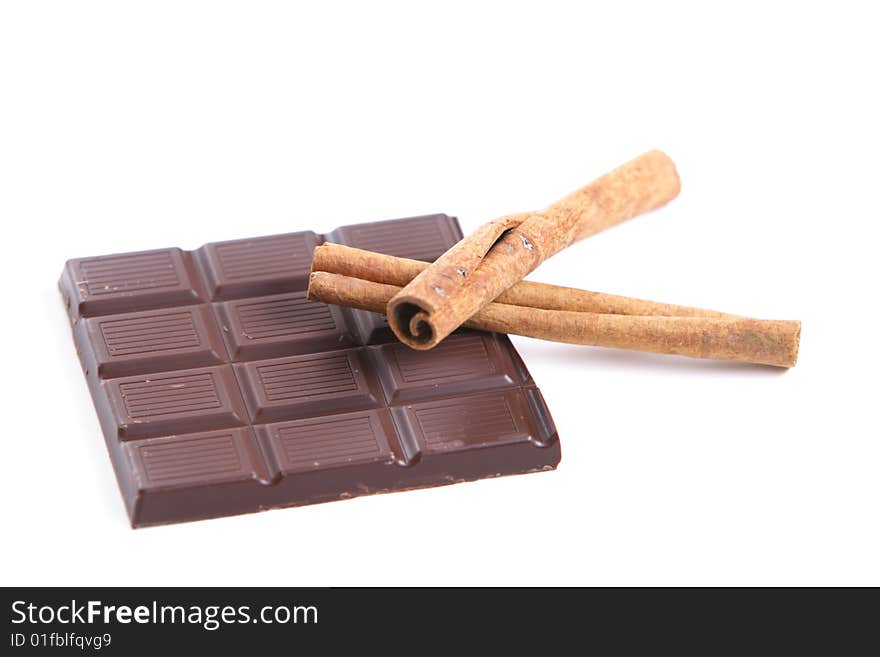 Chocolate and Cinnamon isolated in the studio