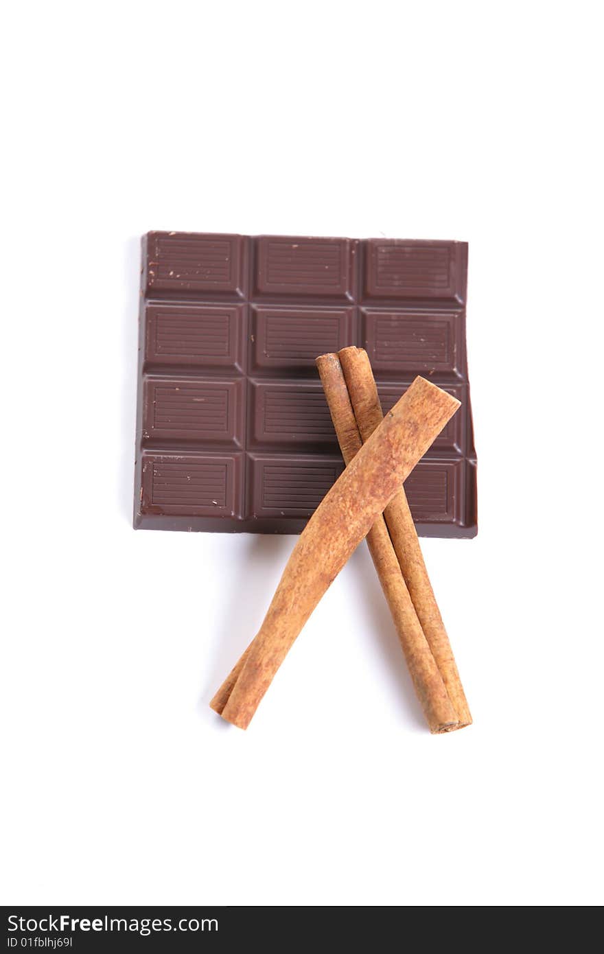 Chocolate and Cinnamon isolated in the studio