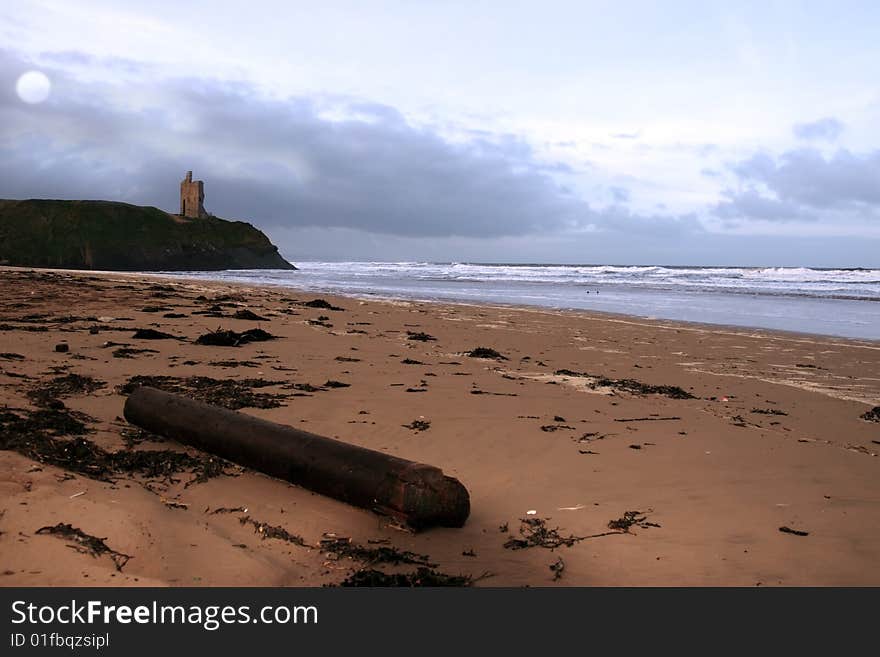 Driftwood on ballybunion beach on the west coast of ireland at night. Driftwood on ballybunion beach on the west coast of ireland at night