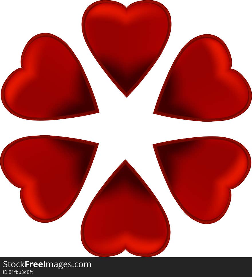 Six Red Heart