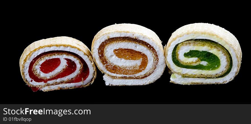 Beautiful sweet fruit jelly rolls