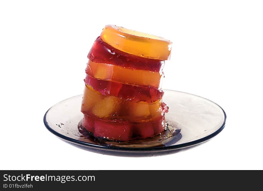 Sweet colored jelly in saucer