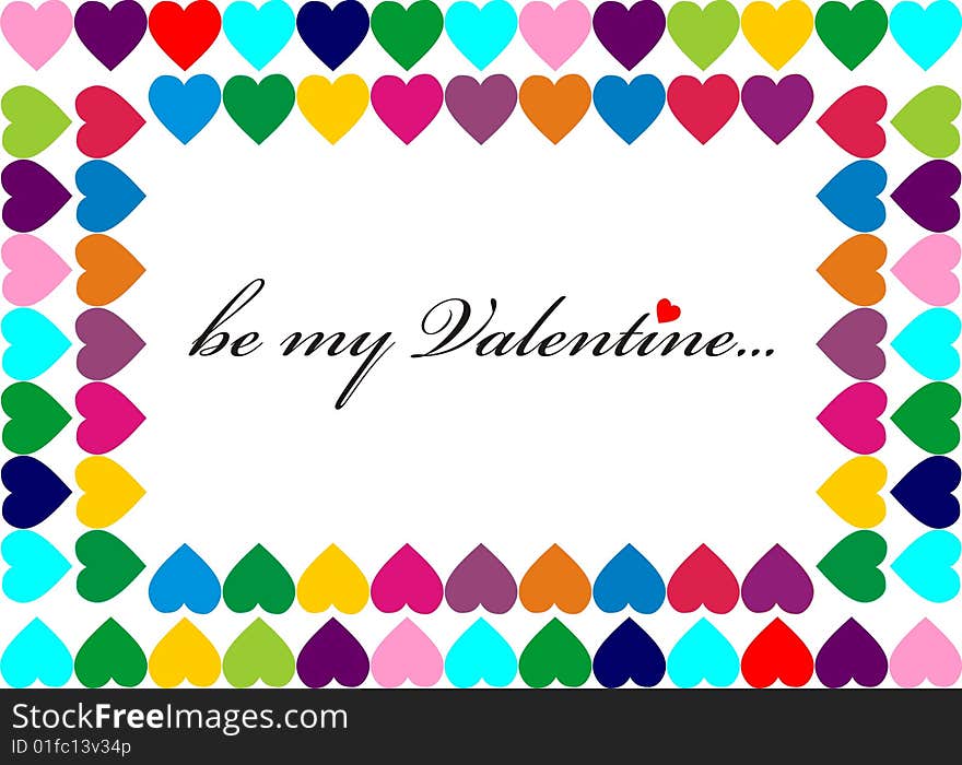 Valentine's day background with colorful heart border