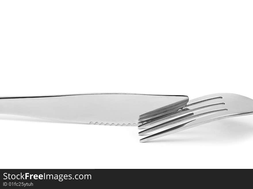 Fork and knife isolated on white.