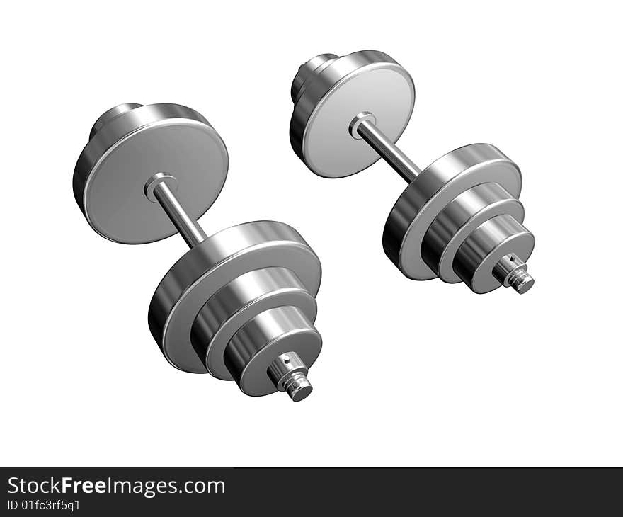 Chrome barbells isolated on white