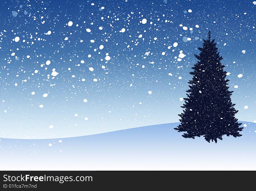 Christmas card illustration with snow. Christmas card illustration with snow