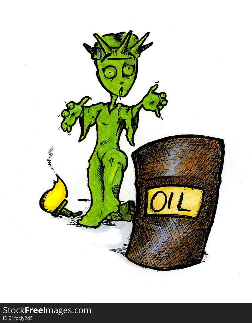 Oil addiction is a marker illustration depicting what visually came to my mind when President Bush said Americans are addicted to oil.
