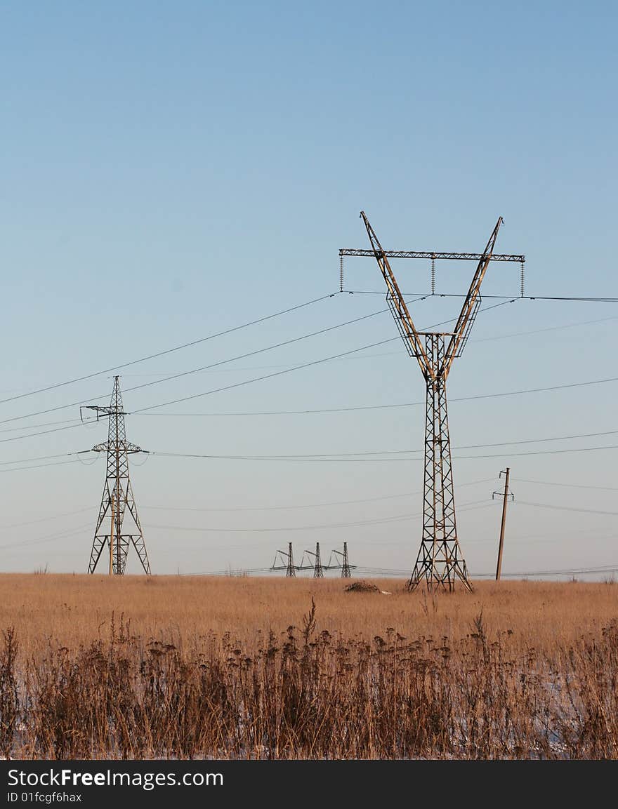 Pole of electricity in country. Pole of electricity in country