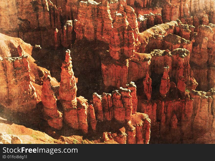 The Bryce Canyon National Park USA retro look