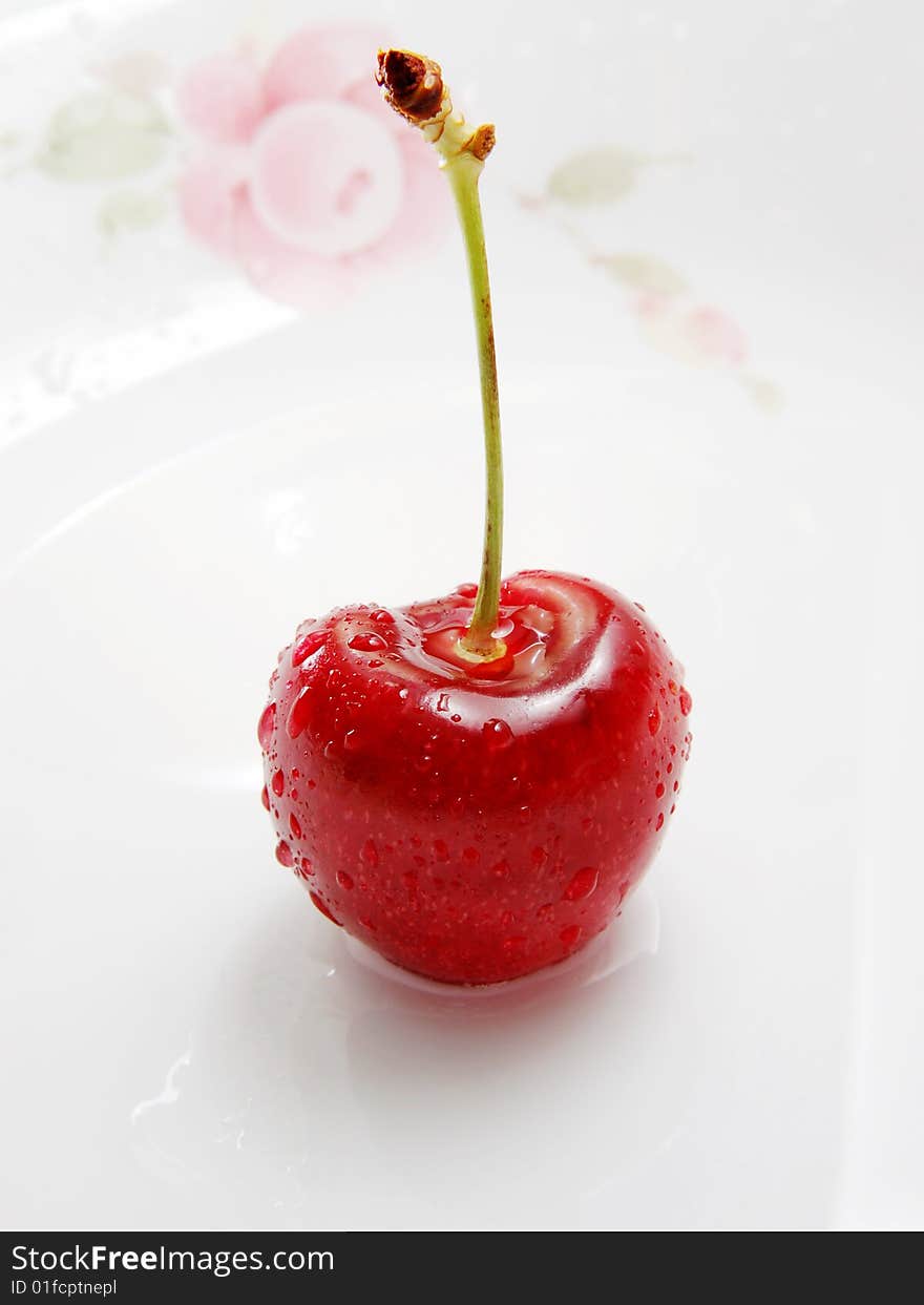 Macro image of Cherry isolated on white.