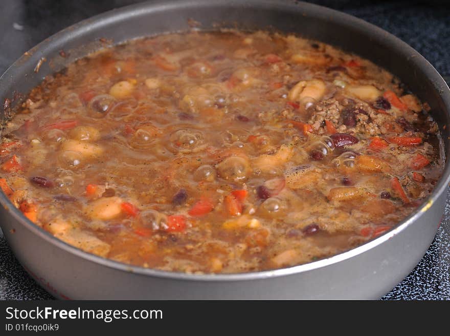 Vegetables with spices and mincemeat. Vegetables with spices and mincemeat