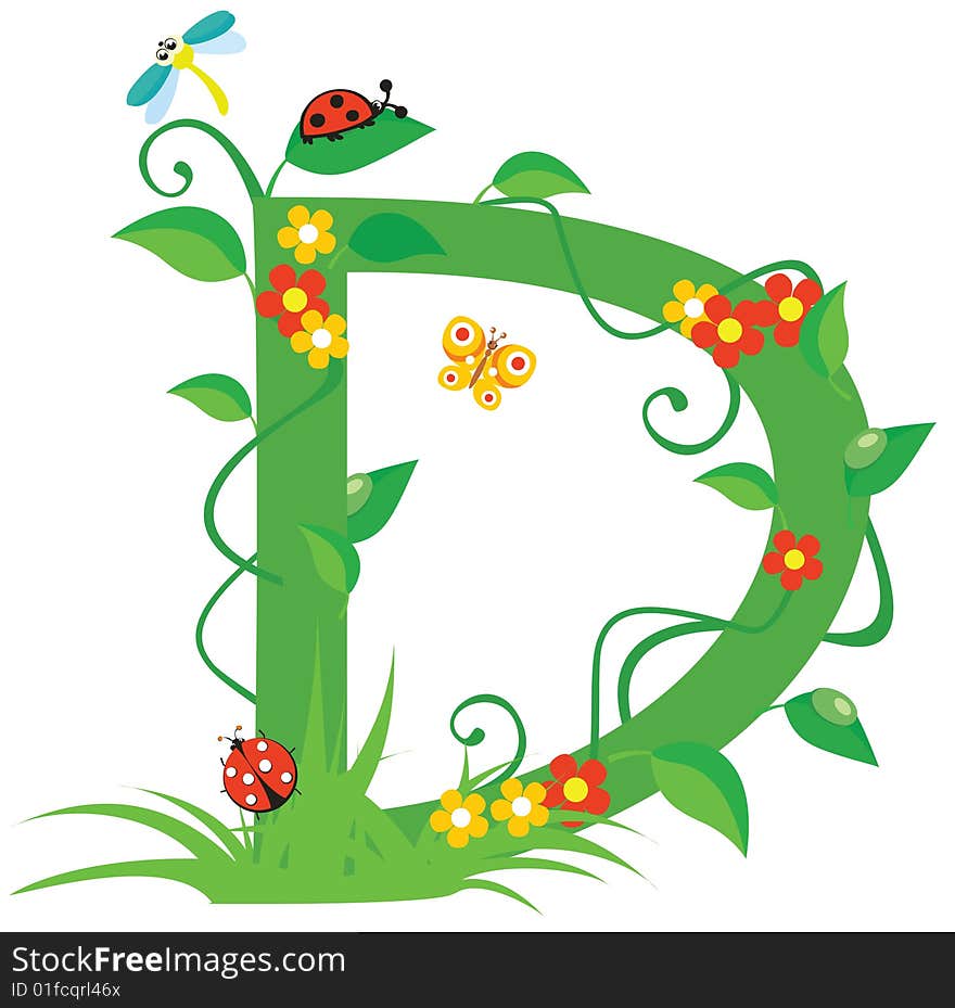 Letter with flowers for design. Letter with flowers for design