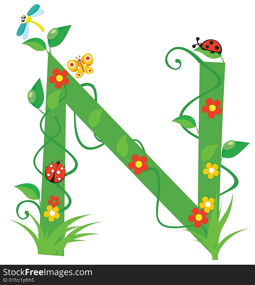 Letter with flowers for design. Letter with flowers for design