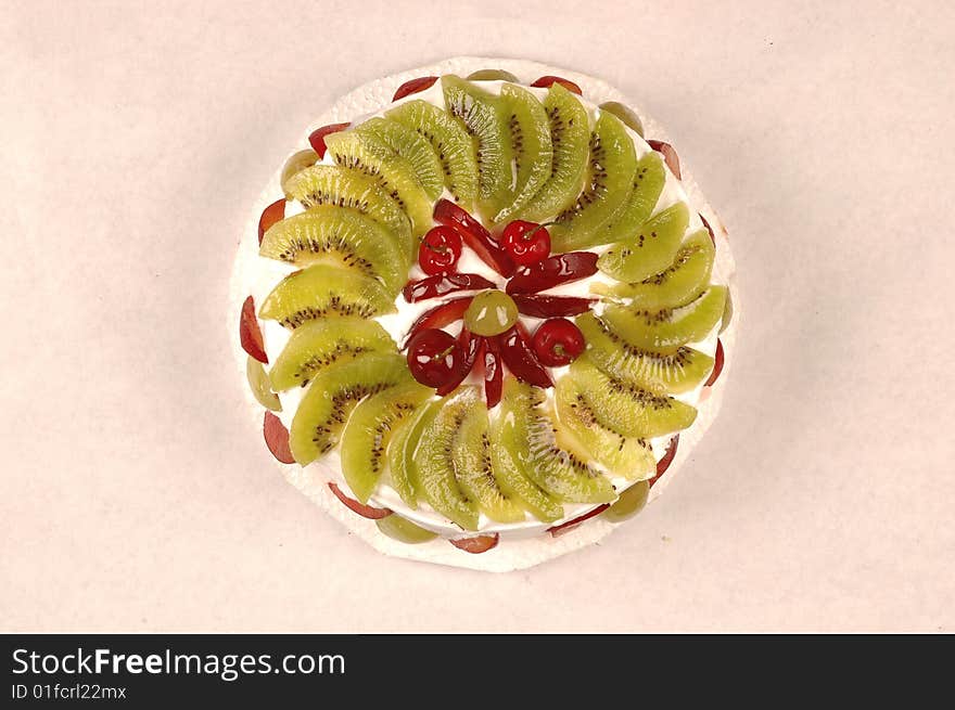 Beautifully decorated fresh fruit cake