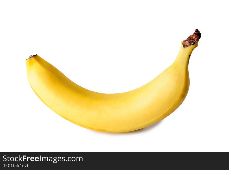 Single banana isolated on white