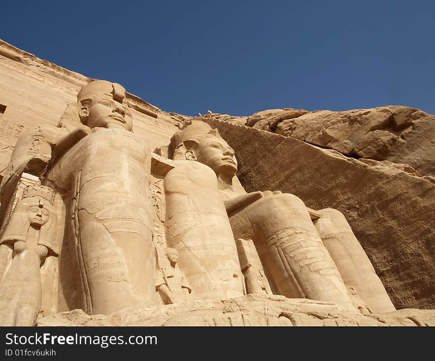 Abu Simbel, a set of two temples near the border of Egypt with Sudan.