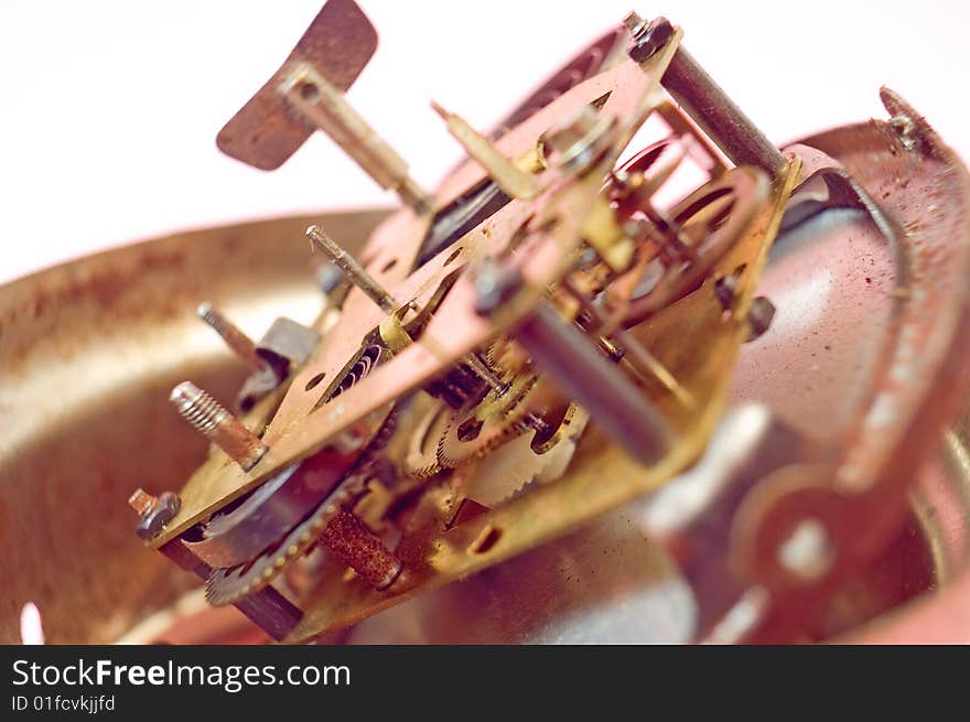 Macro shot inside a clock mechanism, Low depth of field, focus on cog