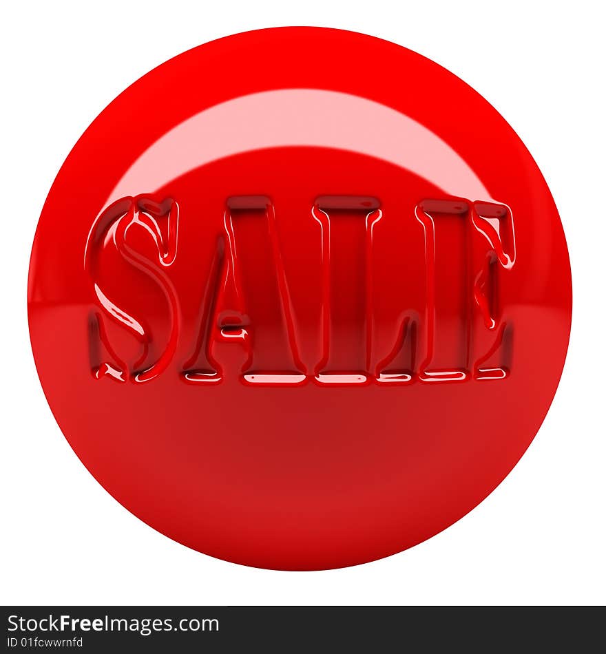 Sale red button. Isolated on white. Sale red button. Isolated on white