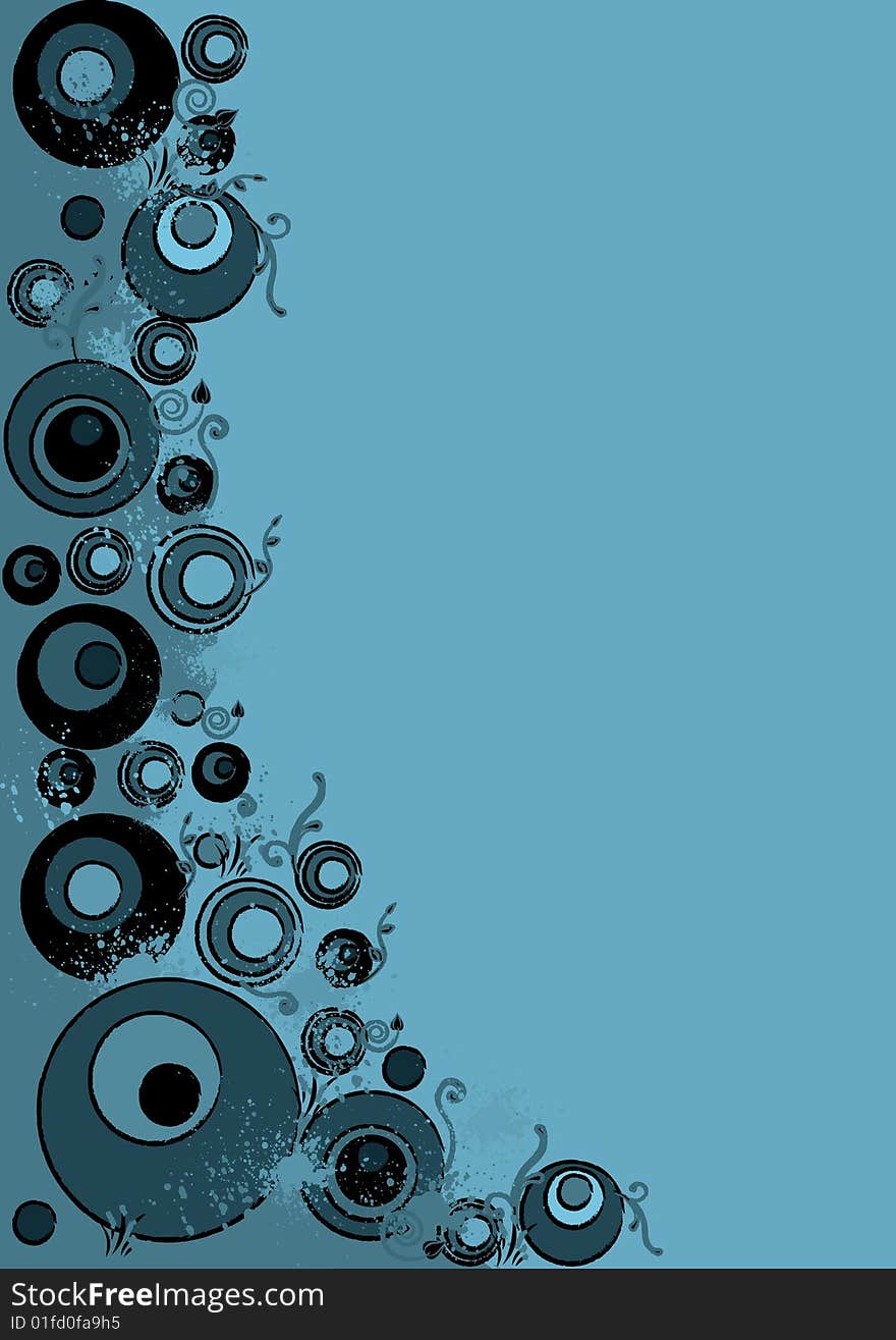 Blue grunge and abstract background with different size circles. Blue grunge and abstract background with different size circles