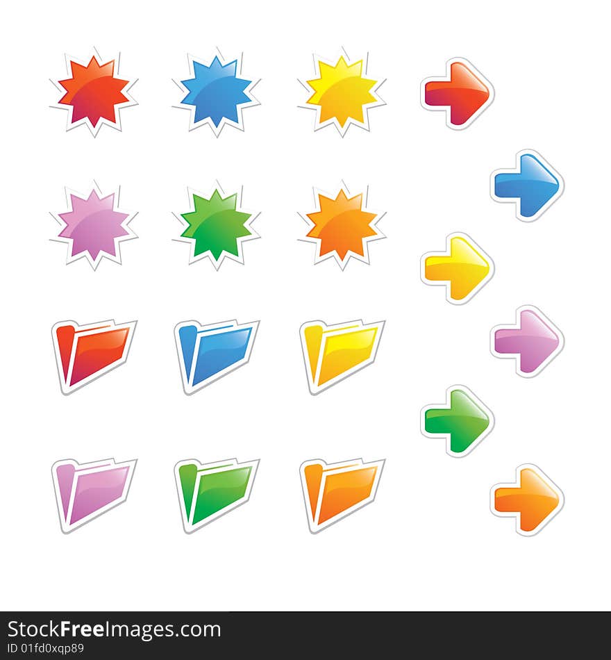 Vector set of color glass buttons for design.