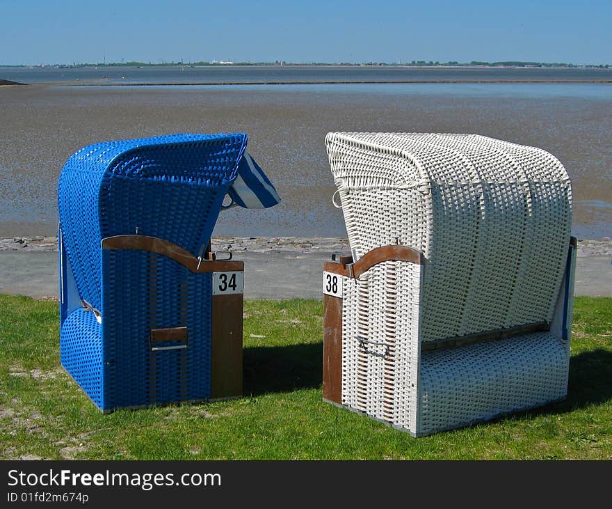 Blue And White Beach Chair