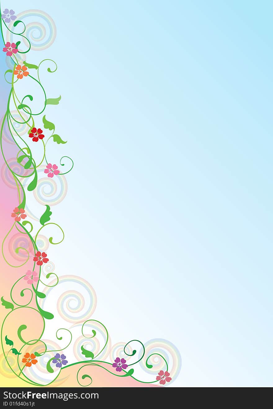 abstract illustration of sky and colorful flowers. abstract illustration of sky and colorful flowers